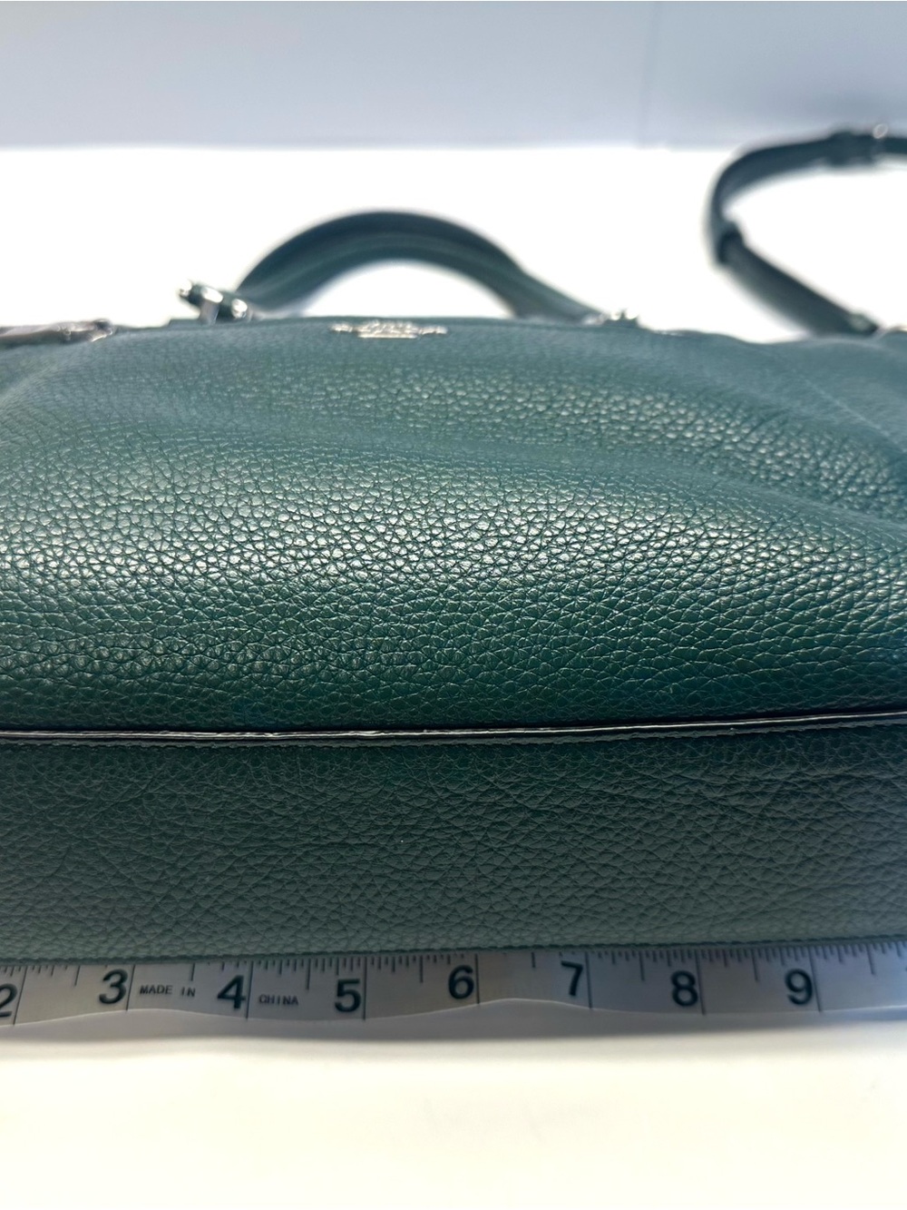 Coach Green Pebbled Leather Satchel Shoulder Bag Crossbody Purse Zip Top - Picture 7 of 7